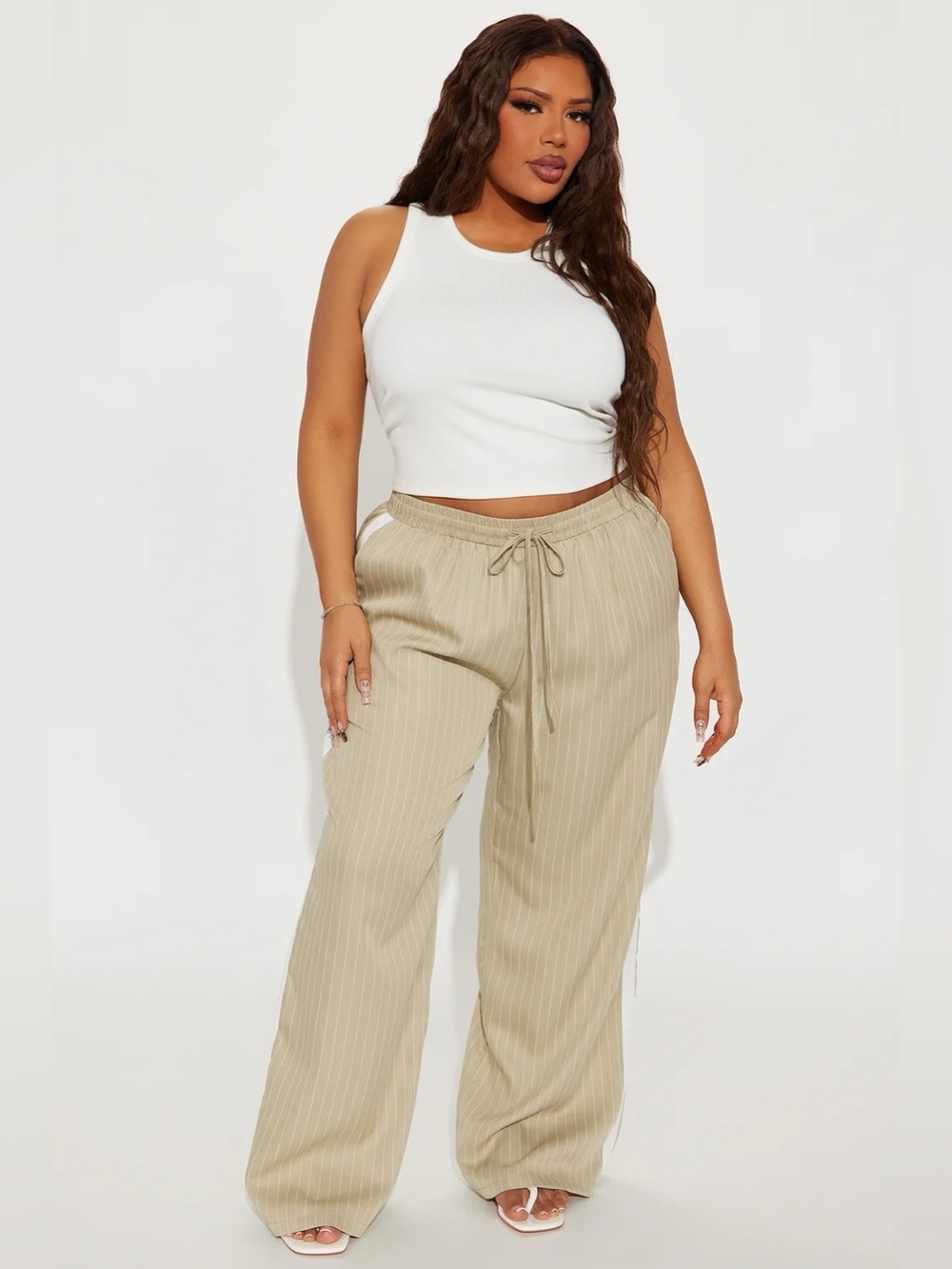 FASHION NOVA 'Norma' Pinstripe Wide Leg Trouser Pants